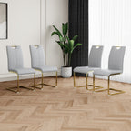 Modern Dining Chairs with Faux Leather Padded Seat Dining Living Room Chairs Upholstered Chair with gold Metal Legs Design for Kitchen, Living, Bedroom, Dining Room Side Chairs Set of 4