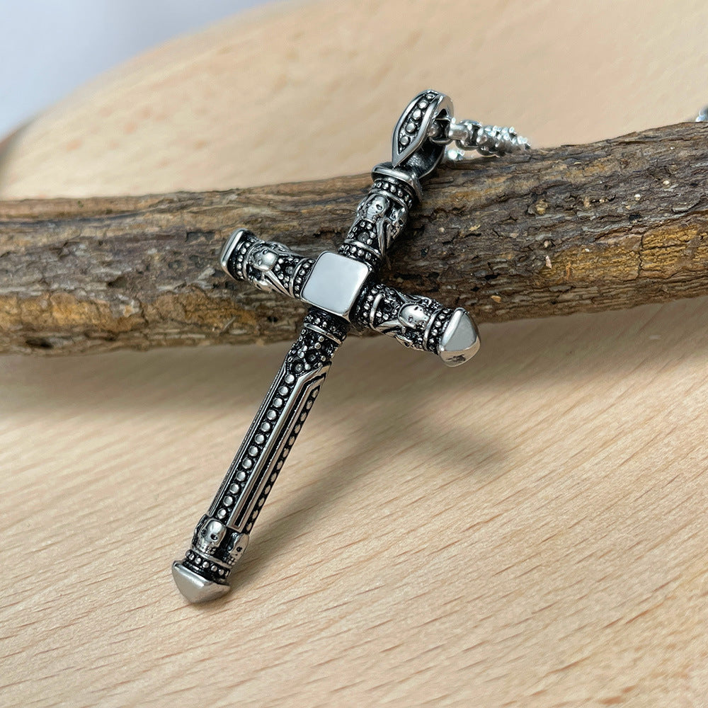 Vintage Cross Titanium Steel Pendant Necklace