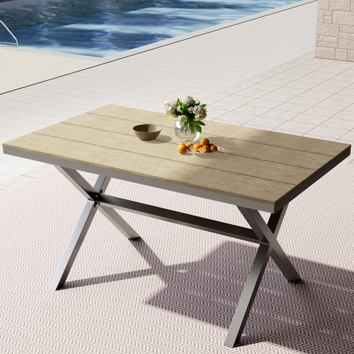 Patio plastic wood dining table (wood)