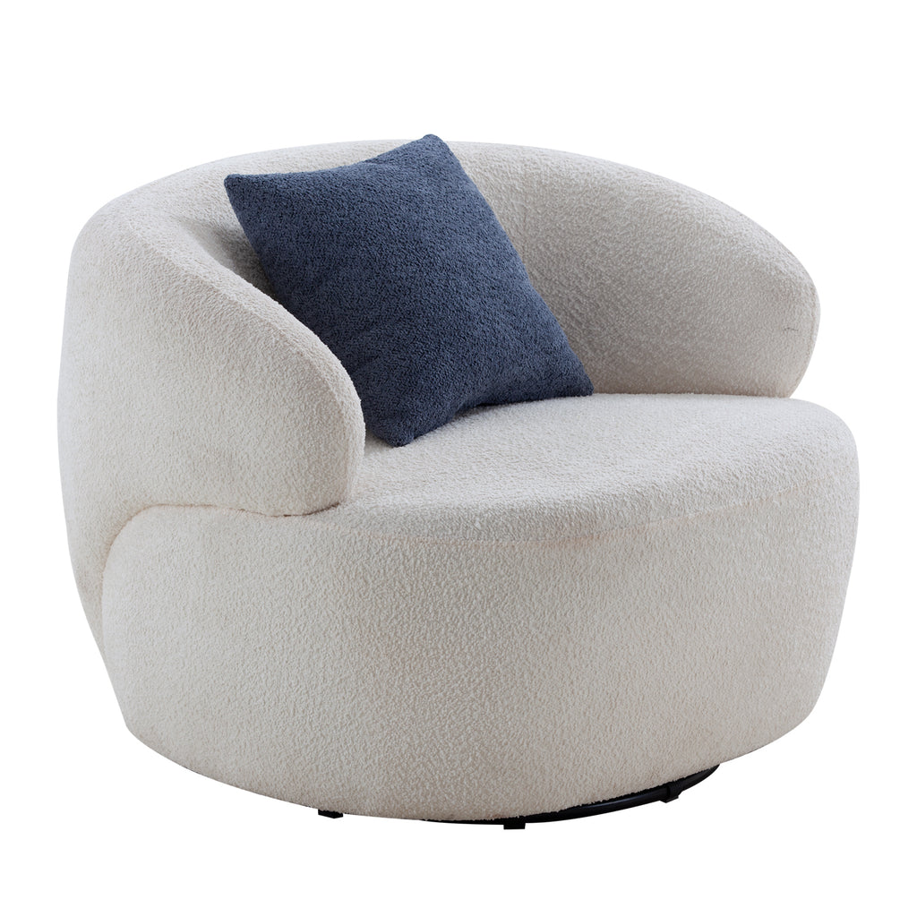 Swivel Barrel Chair Living Room, Single Chair for Small Space Comfy Round Sofa Chair Boucle Accent Chair Circle Sherpa (Beige)(Same Sku:W876P199947)