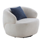 Swivel Barrel Chair Living Room, Single Chair for Small Space Comfy Round Sofa Chair Boucle Accent Chair Circle Sherpa (Beige)(Same Sku:W876P199947)