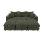 82.7 'Plush Corduroy 3-Seat Sofa,Modern Comfy Upholstered Sofa Cloud Couch,Deep Seat Couches with Soft Pillows and 3 Ottomans,Convertible Sofa Lounge Chair,Green - Eloy Royal