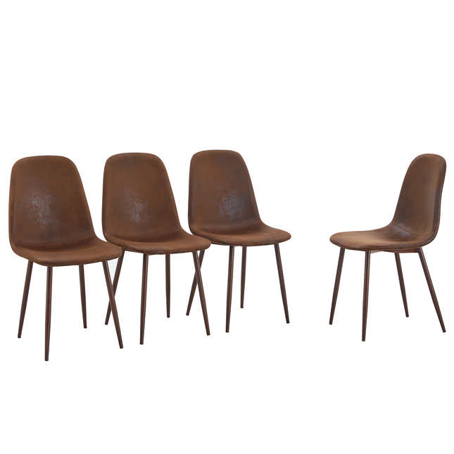 A Set of 4 Suede Backrest and Walnut Color Transfer Legs Chairs - Adding A Touch of Elegance to Minimalist and Scandinavian Style Homes, With Product Dimensions of 15.5*16.3*34.5 inches