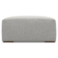 Rex Ottoman in Pale Grey Performance Fabric with Solid Wood Frame, Modern Boxy Design for Living Room or Sectional Use