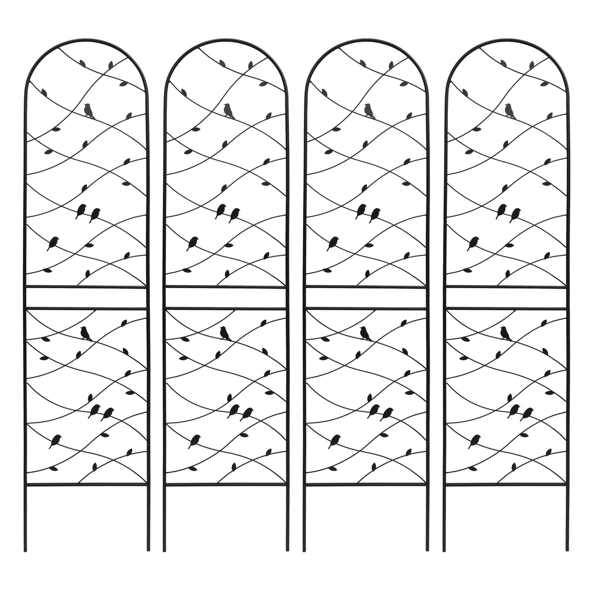 4 Pack Metal Garden Trellis 86.7' x 19.7' Rustproof Trellis for Climbing Plants Outdoor Flower Support Bird Deco Black Iron