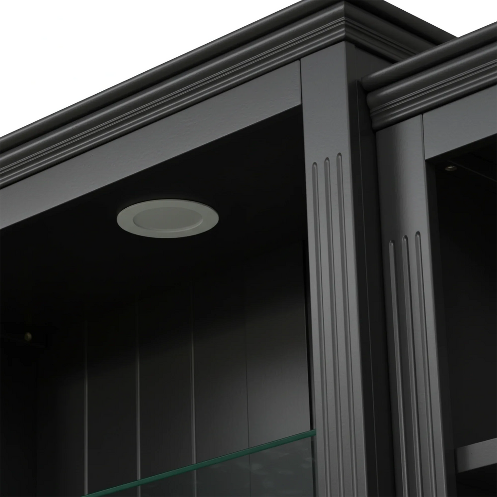 78.75'' Tall 3-Pieces Bookcase, Display Cabinet with 5 Colors Adjustable LED Ceiling Light, Retro style Bookshelves with tempered glass shelves for Living Room, Office, Studio or Workspace, Black - Eloy Royal