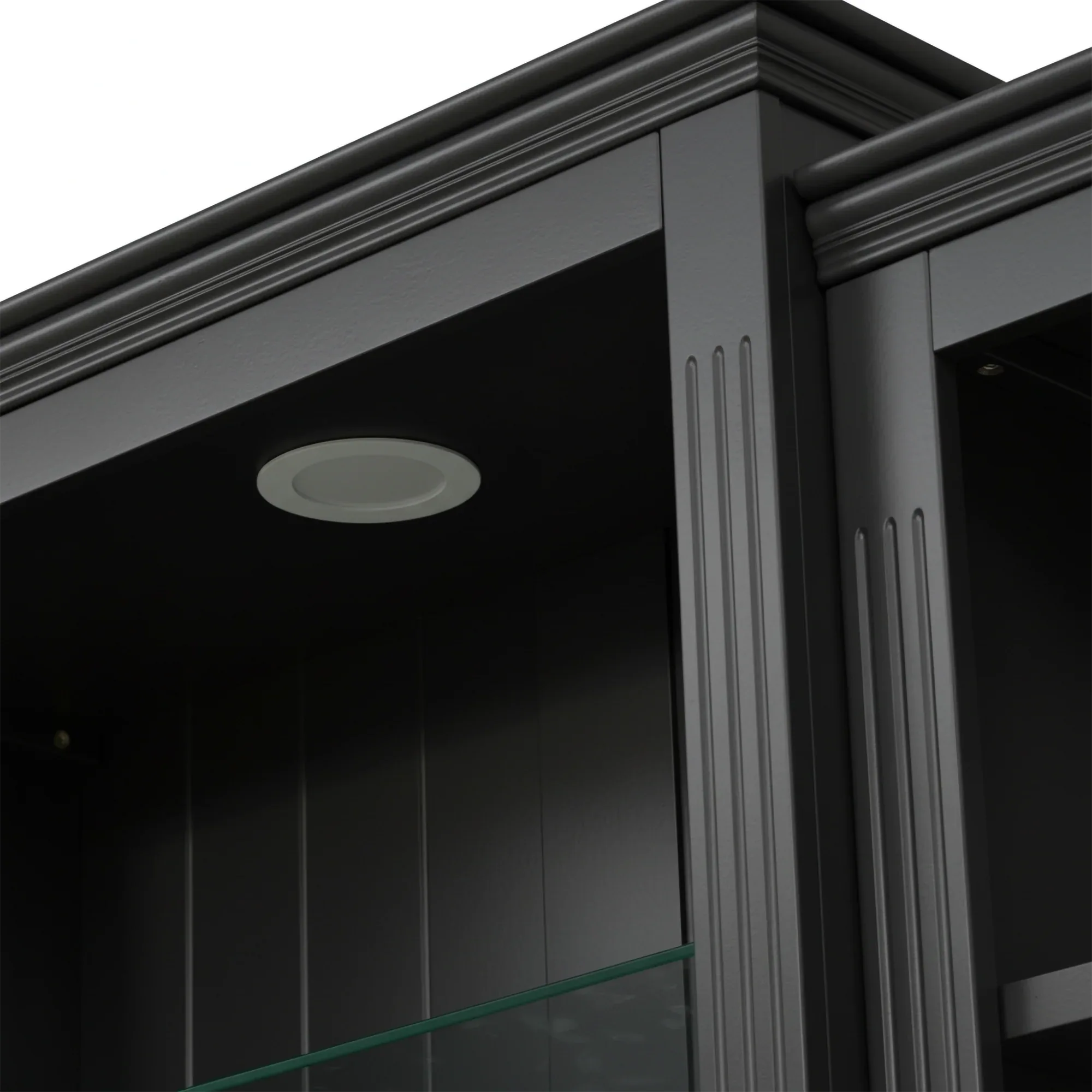 78.75'' Tall 3-Pieces Bookcase, Display Cabinet with 5 Colors Adjustable LED Ceiling Light, Retro style Bookshelves with tempered glass shelves for Living Room, Office, Studio or Workspace, Black - Eloy Royal