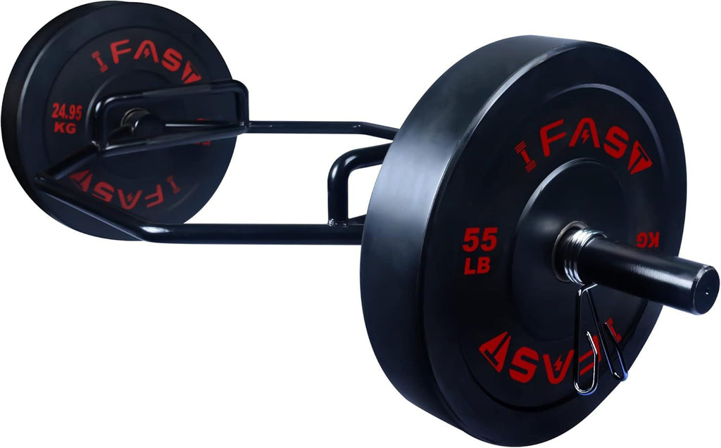 Hex Bar Weights Set Trap Bar Olympic Bumper 55lb Weight Plates Set for Deadlift Weightlifting Bodybuilding - 2 Inch Hexagon Trap Bar with Weights for Exercise & Fitness Home Gyms