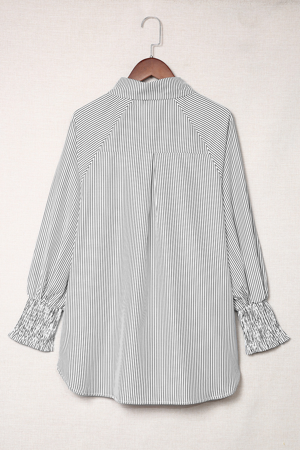 Light Blue Striped Casual Shirred Cuffs Shirt - Eloy Royal