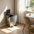 Dual Compartment Step Trash Can with Separate Lids,Waste Separator,Hygienic Foot-Operated Garbage Can