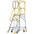 4 Step 375lbs Aluminum Rolling Platform Ladder