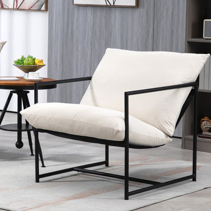 Sleek Modern Velvet Accent Chair, Metal Frame Contemporary Recliner with Deep Seating Cushion for Home Office