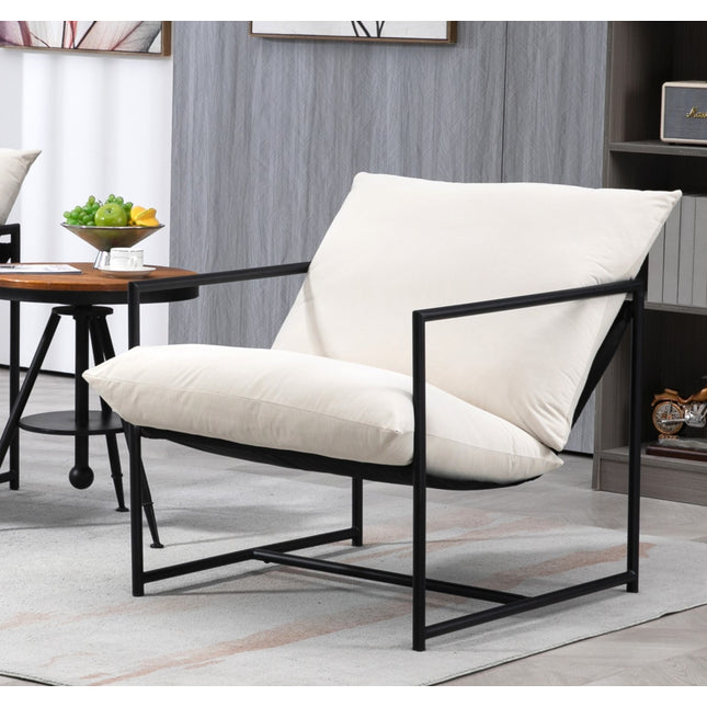 Sleek Modern Velvet Accent Chair, Metal Frame Contemporary Recliner with Deep Seating Cushion for Home Office