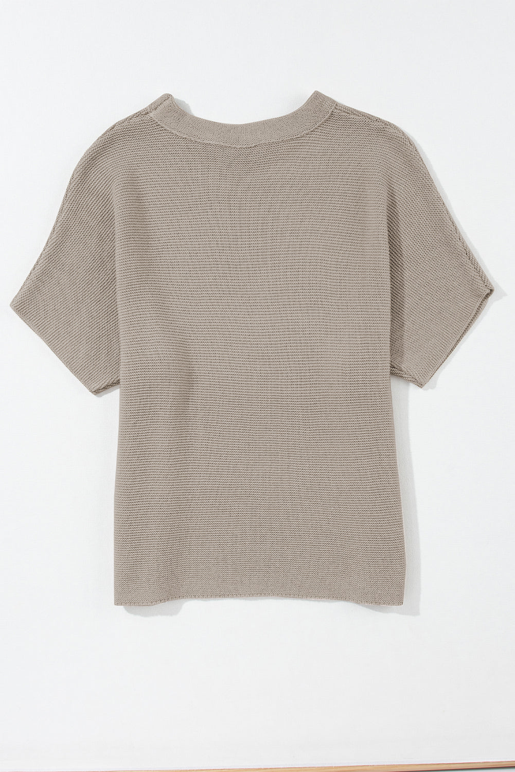 Coffee Mock Neck Short Batwing Sleeve Sweater - Eloy Royal