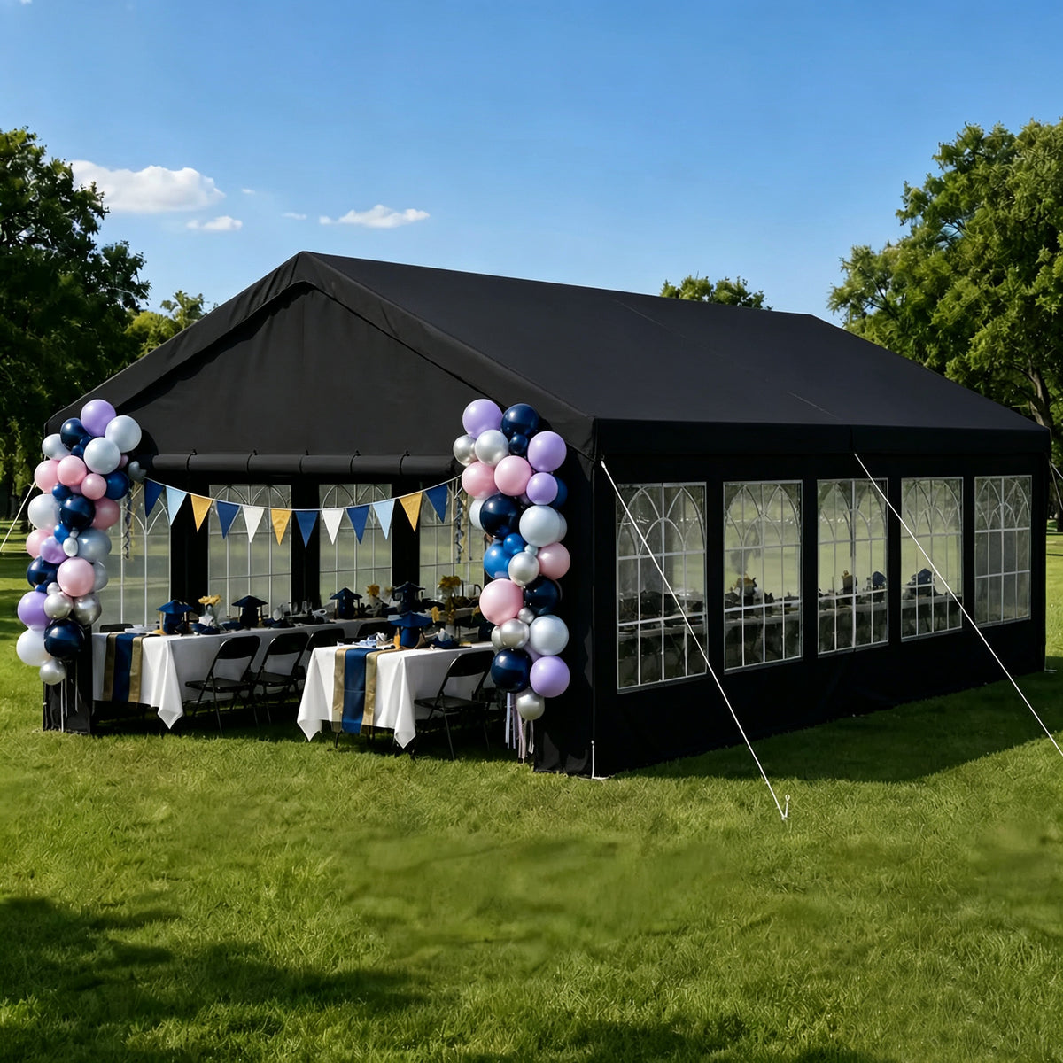16'x32' Carport Car Canopy Party Tent with 2 Storage Bags & Removable Sidewalls, Outdoor Gazebo Commercial Tents for Parties Wedding BBQ with 2 Carry Bags