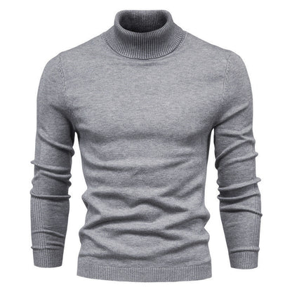 Men's Solid Color Slim Pullover Turtleneck Sweater Winter Casual Tops Clothing