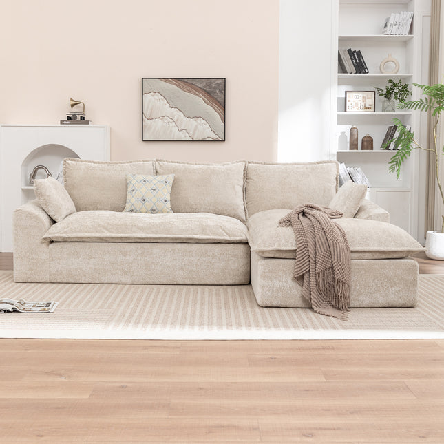103 ' L Shaped Modular Couch, Cloud Boneless Couch with Deep Seats & High Back , Upholstered Fabric Sofa, No Assembly Required(Beige)