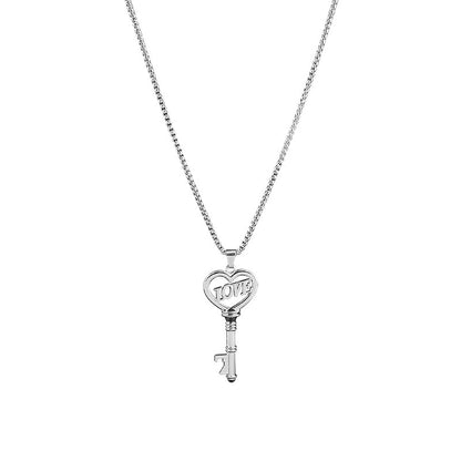 Stainless Steel Necklaces Sweet Heart Key Pendants Choker Chain Korean Fashion Jewelry For Women Jewelry Gifts