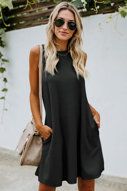 Gray Crisscross Cut-out Back Knit Tank Petal Dress - Eloy Royal