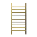 Brushed Gold Heated Towel Rack for Bathroom,Wall Mounted with Intelligent Touch Screen Timer, 9-Bar Towel Warmer, 304 Stainless Steel Polished, Plug-in/Hard-Wired