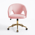 TY Ergonomic Office Chair, Pink Velvet Adjustable Swivel Chair with Lumbar Support, Comfortable for Home and Bedroom Use