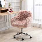 HengMing Modern Faux fur home office chair, fluffy chair for girls, makeup vanity Chair - Eloy Royal
