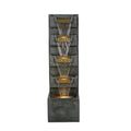 Tall 4-Tier Cascading Waterfall Fountain in Grey with Warm LED Lights, Resin Outdoor Water Feature for Patio Garden Porch Backyard Decor, 39.4' Height