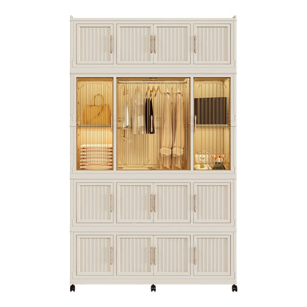 Portable Wardrobe Closet Storage with 17 Magnetic Doors with 17 Cubes