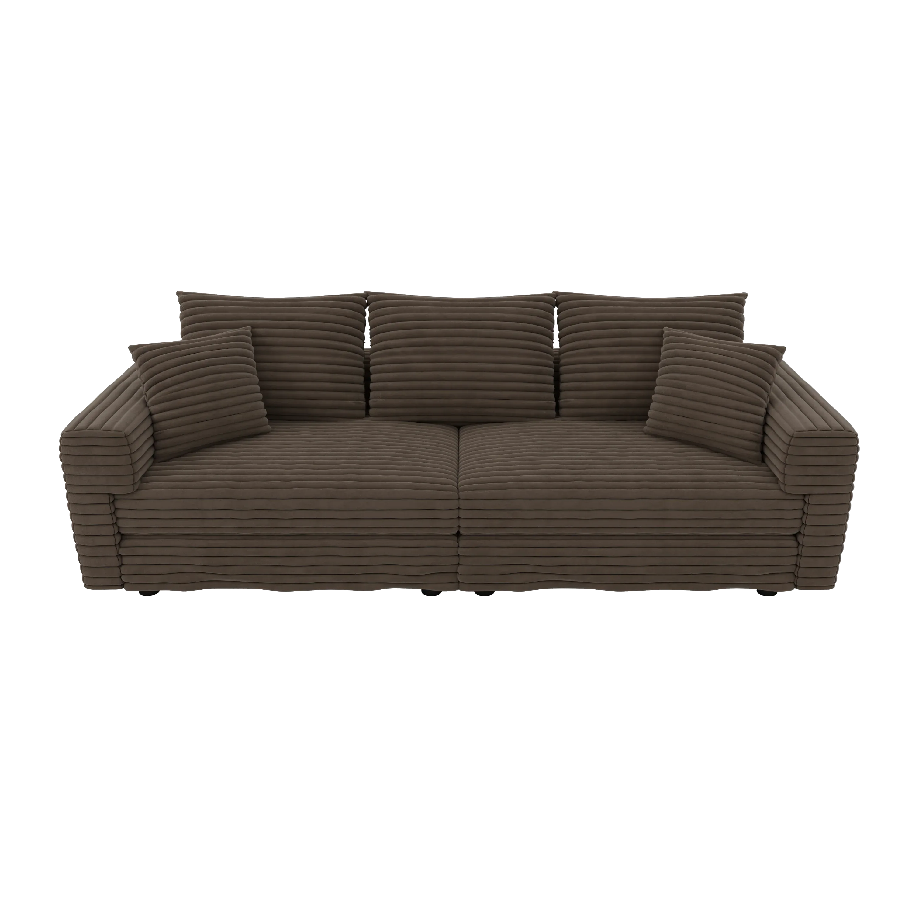 82.7 'Plush Corduroy 3-Seat Sofa,Modern Comfy Upholstered Sofa Cloud Couch,Deep Seat Couches with Soft Pillows and 2 Ottomans,Convertible Sofa Lounge Chair,for Living Room,Apartment,Camel - Eloy Royal