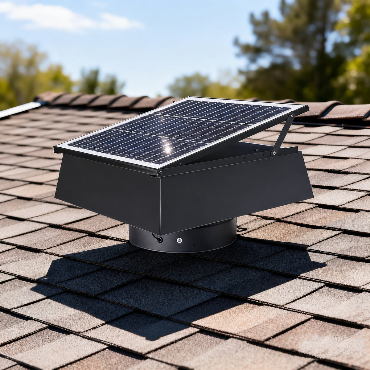 12 Inch Trapezoidal Adjustable Solar Roof Vent Fan,40W Dual Power Attic Exhaust Fan with 3-Speed Remote & 25°C Auto Start,1200 CFM,MPPT Controlle Solar Ventilator for Attic Garage Greenhouse Warehouse