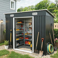 8x4ft Metal Shed, Sliding Door Galvanized Steel Shed with Lock Hole, Air Vents & Threshold, Outdoor Garden Tool Shed(7.84*4.04 FT)