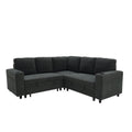 Foil Fabric upholstered L-Shape Sectional Sofa Bed with Pull Out Sleeper and Storage, Convertible Corner Couch with Cup Holders & Side Pockets for Living Room