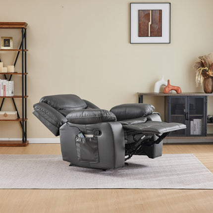 GREY COLOR AIR LEATHER RECLINER CHAIR WITH VIBRATION AND HEATING
