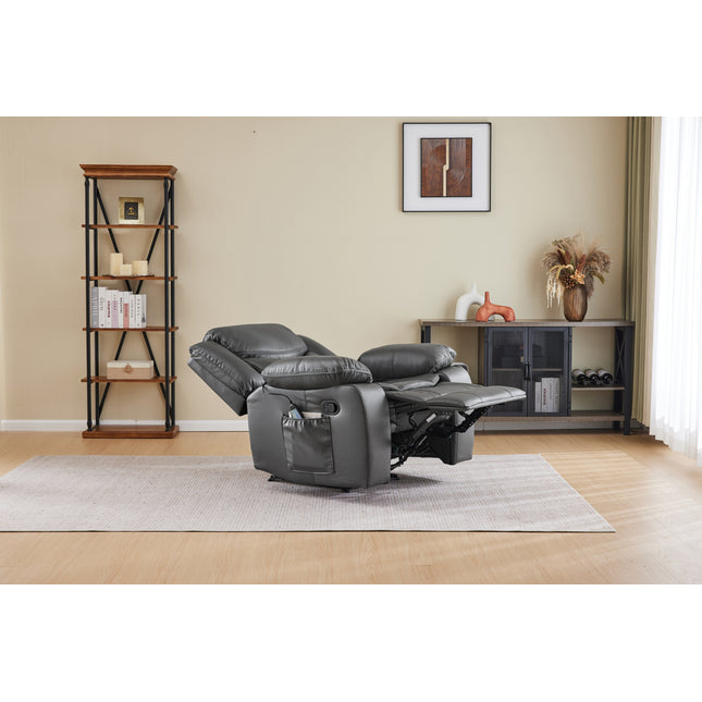 GREY COLOR AIR LEATHER RECLINER CHAIR WITH VIBRATION AND HEATING