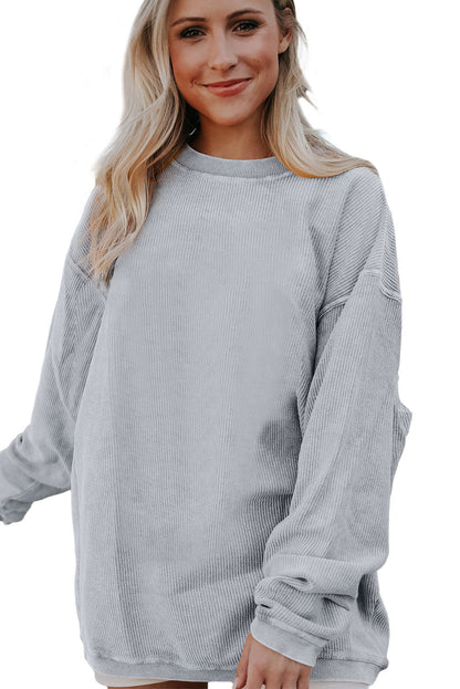 Dark Grey Drop Sleeve Ribbed Oversized Sweatshirt - Eloy Royal