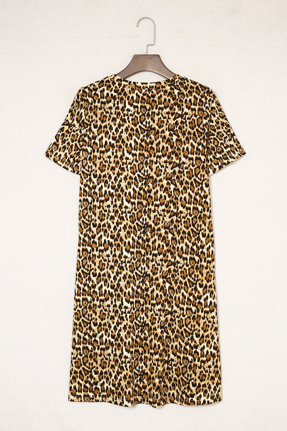 Casual Short Sleeve A-Line Crewneck Leopard Print Dress - Eloy Royal