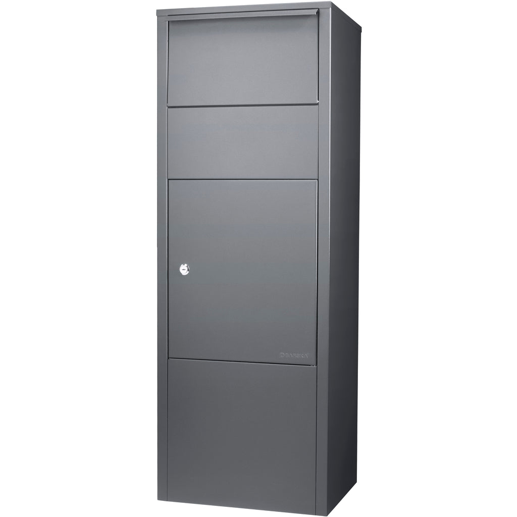 Gray Steel Large Single Compartment Locking Parcel Drop Box with Keyed Access, 41.5 Inch Height