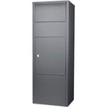 Gray Steel Large Single Compartment Locking Parcel Drop Box with Keyed Access, 41.5 Inch Height
