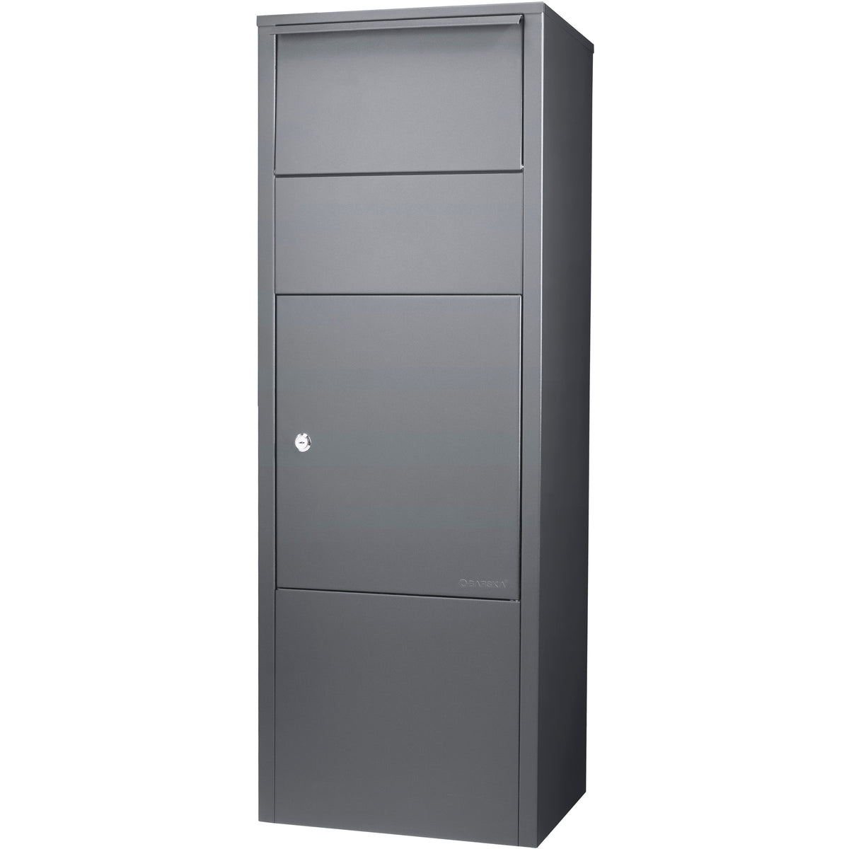 Gray Steel Large Single Compartment Locking Parcel Drop Box with Keyed Access, 41.5 Inch Height