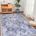MAVAL Blue Washable Rug 8x10 Area Rug (Blue, 8' x 10') Modern, Contemporary, Non-Shedding & Easy to Clean, Ideal for Living Room, Bedroom, Dining Space, 120*96 inch