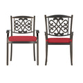 4-Piece Cast Aluminum Diagonal-Mesh Vines Backrest Dining Chairs (Red)