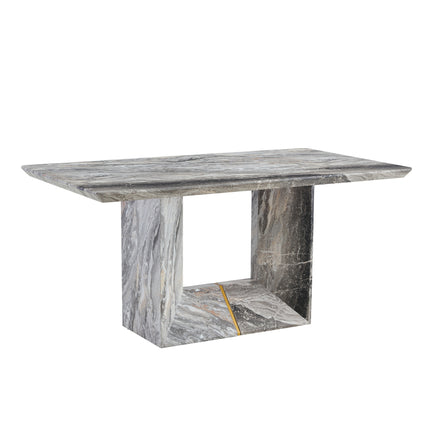 This modern dining table with MDF gray patterned design gives you a luxurious and elegant feel, adding a touch of elegance whether it is a family dinner or entertaining guests.