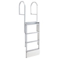 Retractable Dock Ladder, 4 Steps, Aluminum Alloy Pontoon Boat Swim Ladder with Auto-Lift Float, Non-Slip Wide Steps, 500 lbs Weight Capacity, Adjustable Height, for Lake Pool Marine Boarding
