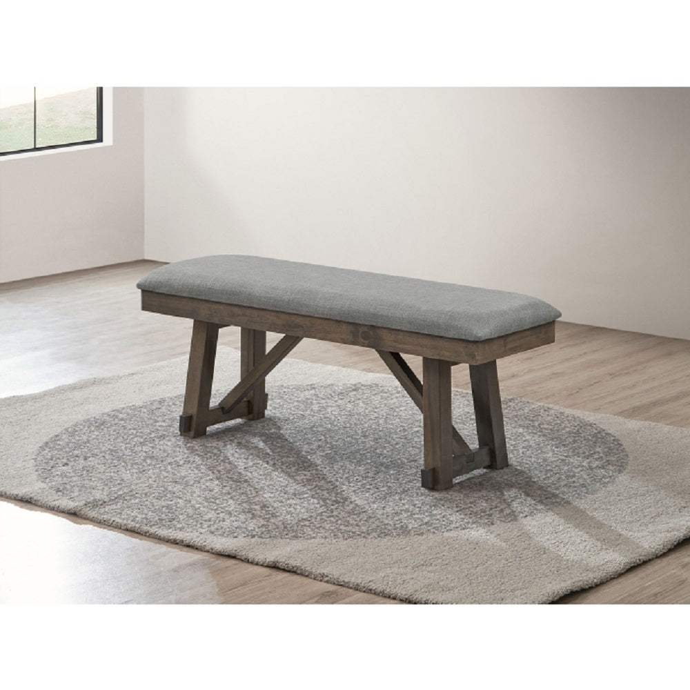 Gray Wooden Dining Bench with Cushion, Stylish Bench for Dining Room, Kitchen and Entryway