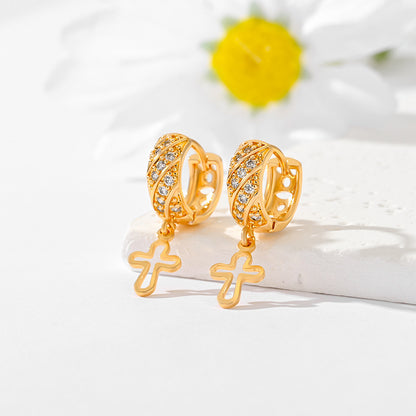 Popular Multi-style Design Gold-plated Ornament Cross Earrings