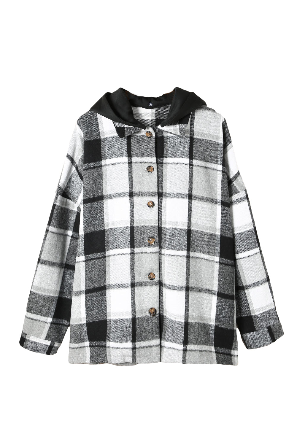 Orange Plaid Button Front Hooded Shacket - Eloy Royal