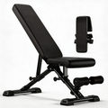 Adjustable Weight Bench with Resistance Bands, Foldable Incline/Decline Workout Bench for Full-Body Training, Multi-Purpose Strength Training Bench for Home Gym, Black