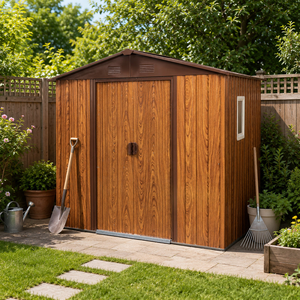 6ft x 6ft Outdoor Metal Storage Shed with Metal Foundation ,With window(W54057416)