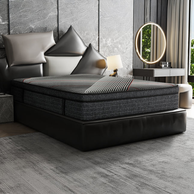 15 Inch Euro Top Gel Memory Foam King Size Hybrid Mattress with Pocket Coils, Cooling & Edge Support
