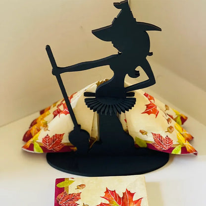 Wooden Halloween Witch Napkin Holder Kitchen Restaurant Decoration